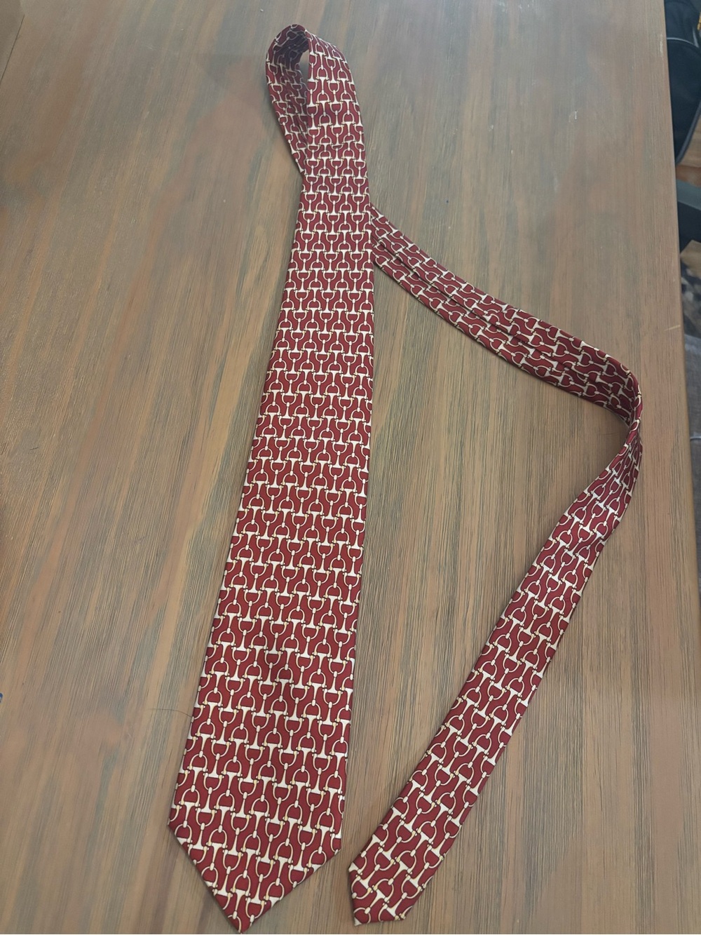 LILO Collections 100% Silk Horse Bit Equestrian Tie Red